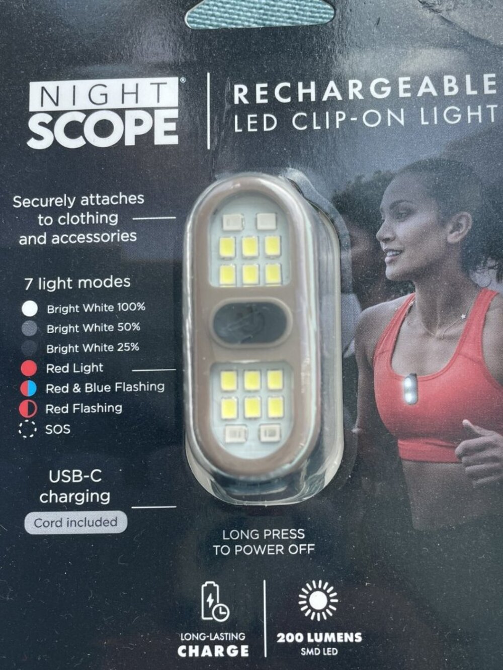 Night scope rechargeable LED clip on light, brown case NWT multiple settings